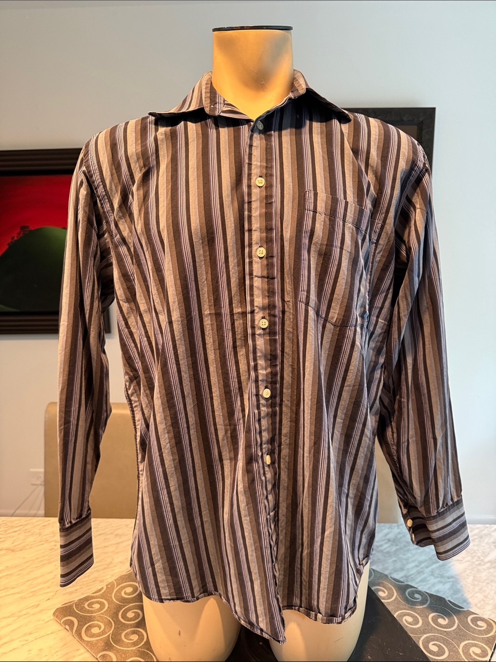 B44 Ted Baker London Men's 16.5/34,35 Vertical Stripe Dress Shirt